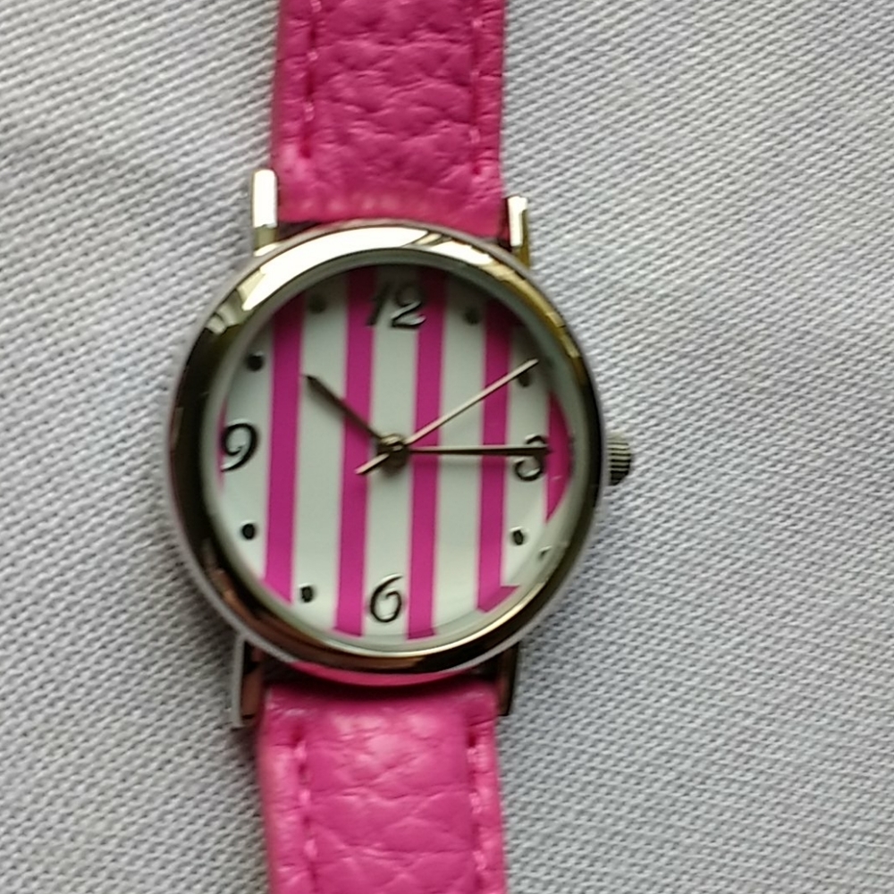 Bright Pink Striped Watch